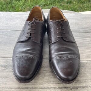 Gravati Derby Dress Oxfords Men 10.5 Brown Leather Cap Toe Shoes Handmade Italy‎